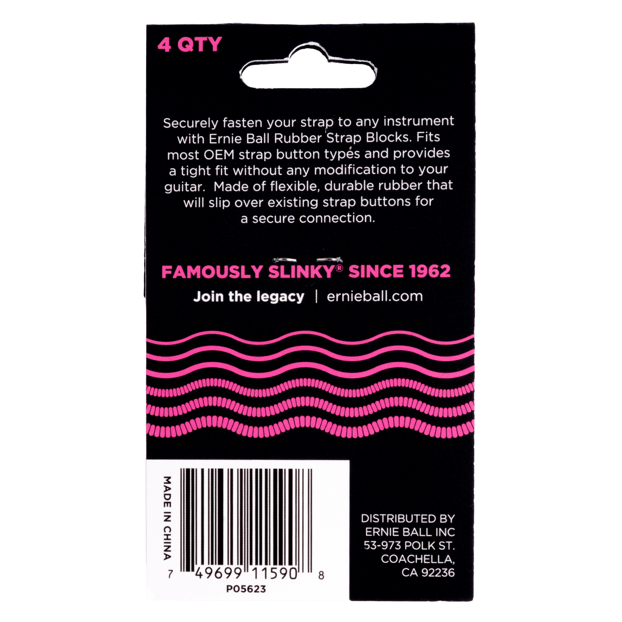 Ernie Ball - 4 Seguros de Plástico para Tahali, Color: Rosa Mod.5623_15