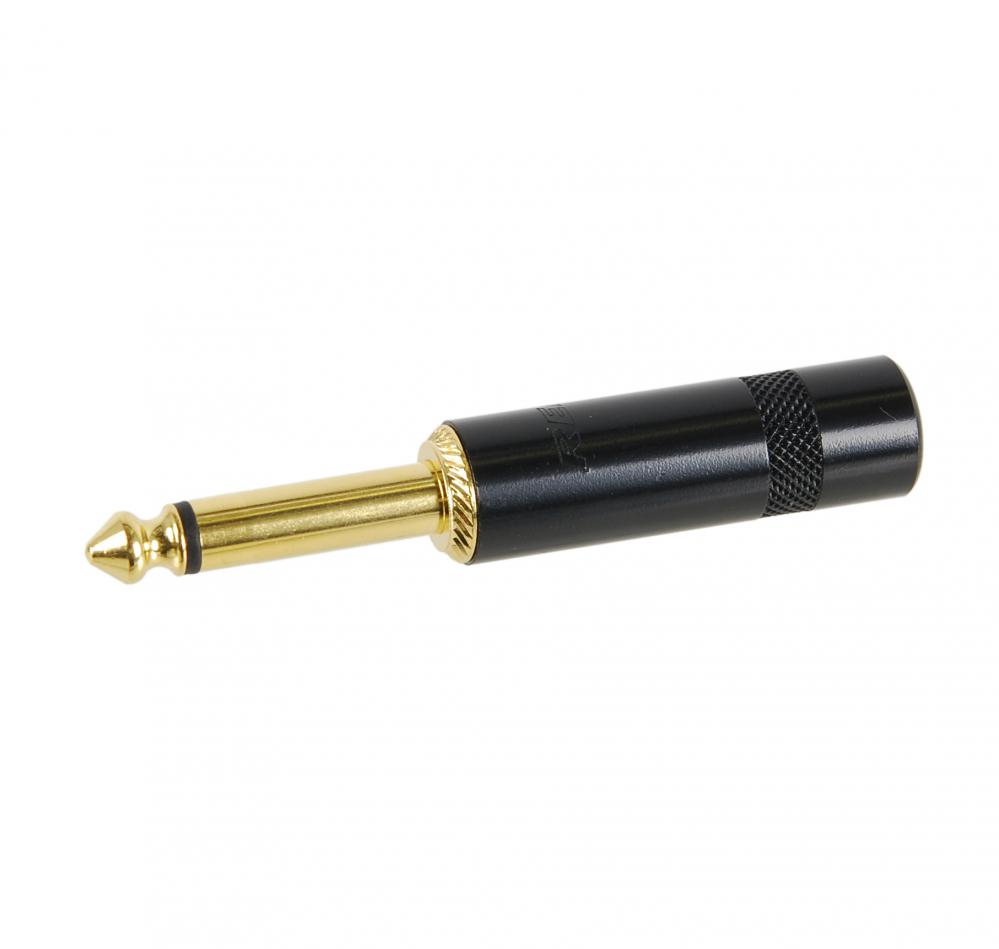 Rean - Plug 1/4" Mono Capuchon Negro y Contactos Dorados Mod.NYS 224BG