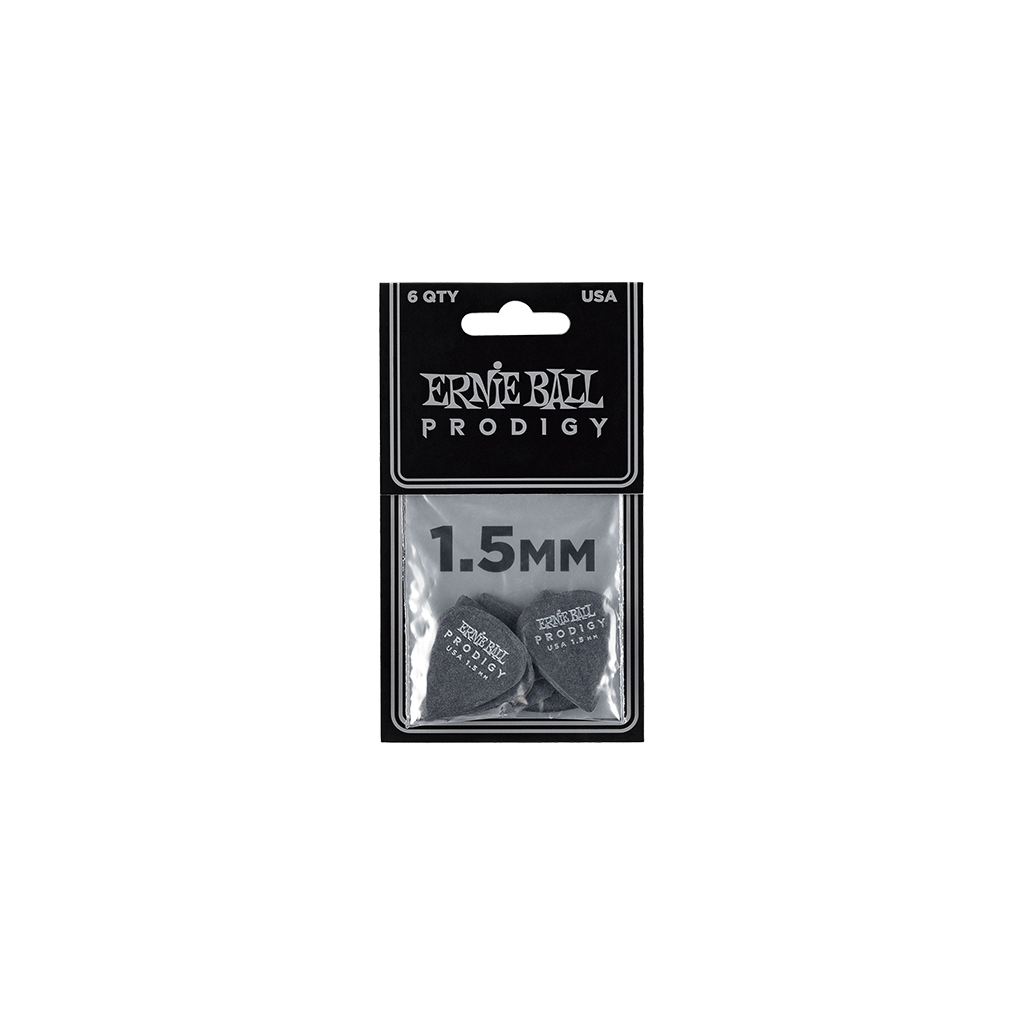Ernie Ball - 6 Plumillas Prodigy Standard, Color: Negro Calibre: 1.5 mm. Mod.9199