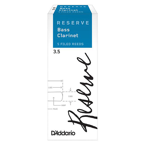 D'Addario - 5 Cañas Reserve Classic para Clarinete Bajo, Medida: 3 1/2 Mod.RER0535(5)_53