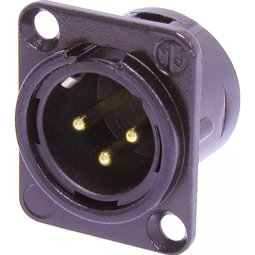 Neutrik - Conector XLR Macho de 3 Polos de Chasis Serie D Contactos en Oro Mod.NC3MD-L-B-1_46