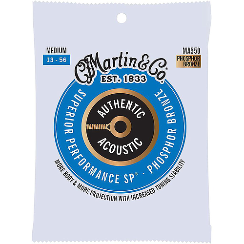 Martin - Encordado Superior Performance Phosphor Bronze para Guitarra Acústica, 13 - 56 Mod.MA550